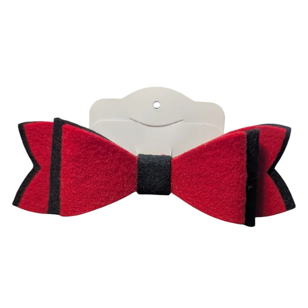 Black & Red Felt Hair Bow Clip